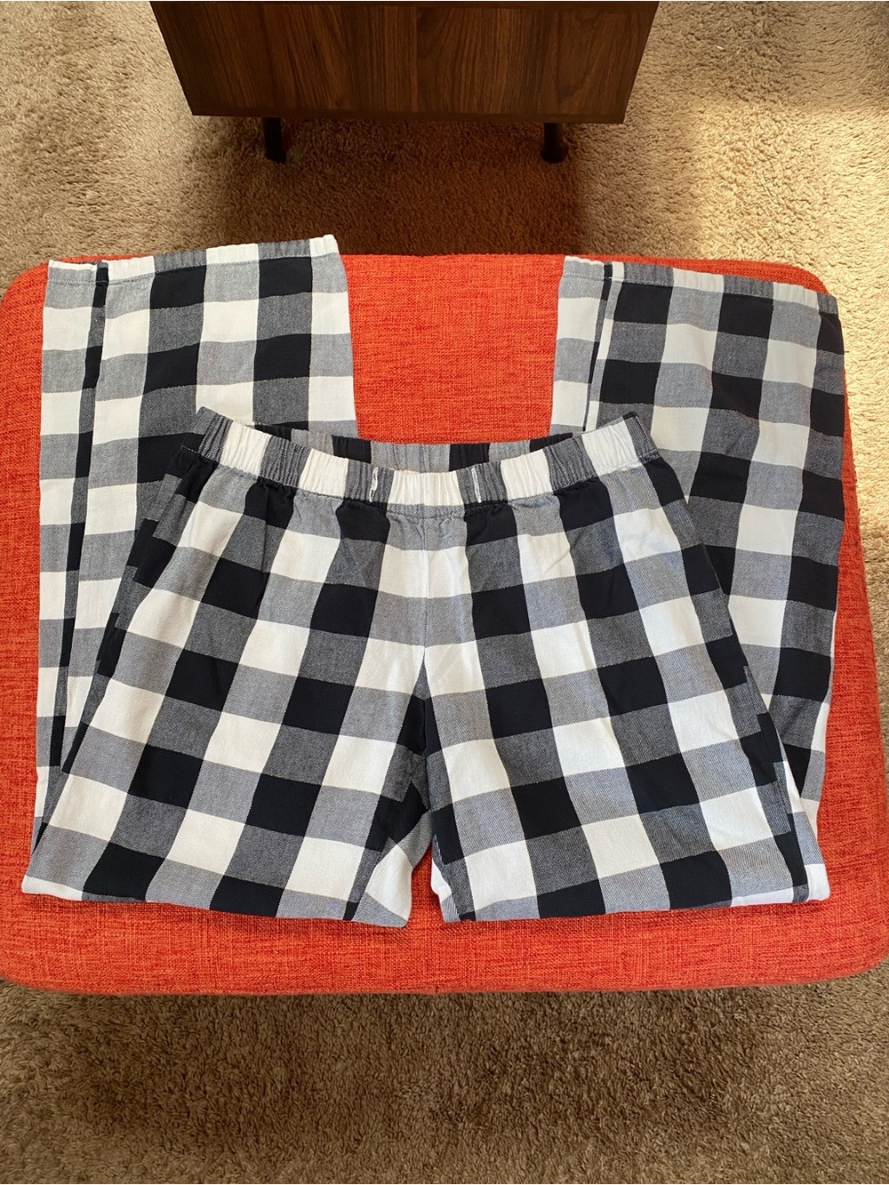 Y2K Old Navy Intimates Cotton Black White Buffalo Check Plaid Flannel Pajama